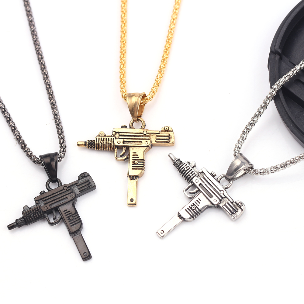 Men'S Fashion Model - Kalung Liontin Senapan Mesin Uzi Punk