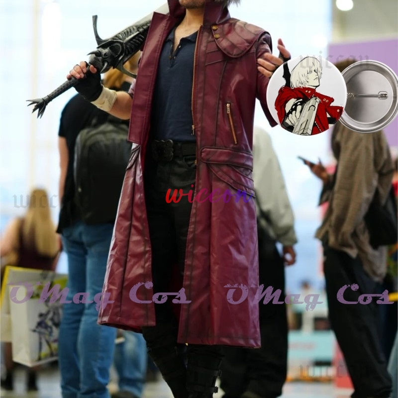 Trench Coat Men - Dante Cosplay Mantel Panjang Merah Kemeja