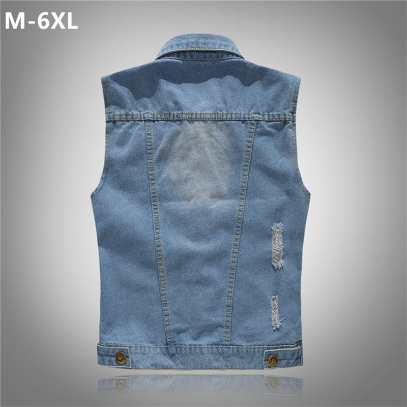 Men'S Fashion Vest With Jeans - Rompi Denim Sobek Pria Model Korea