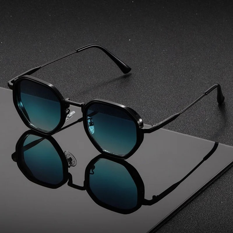 Men'S Fashion Round Glasses - 1 Pasang Kacamata Hitam Modis Logam