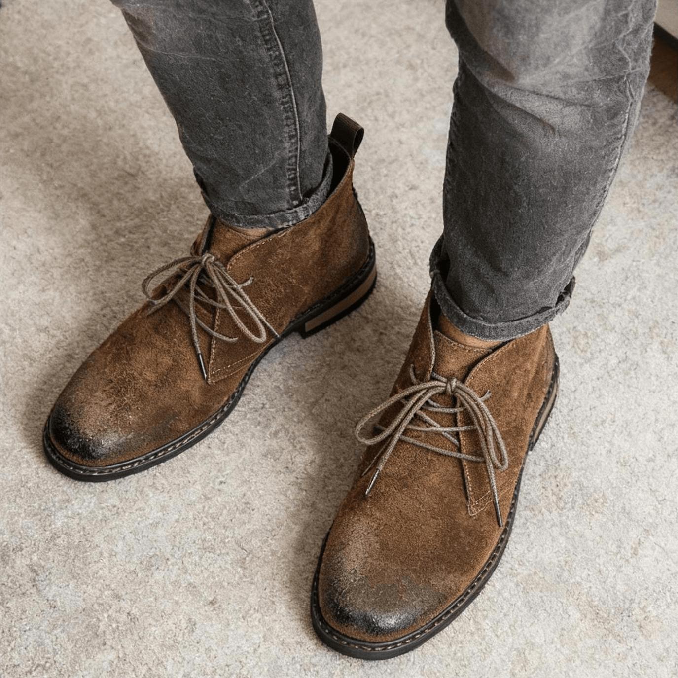 Men'S Fashion Model - Sepatu Bot Kulit Retro Nyaman Merek
