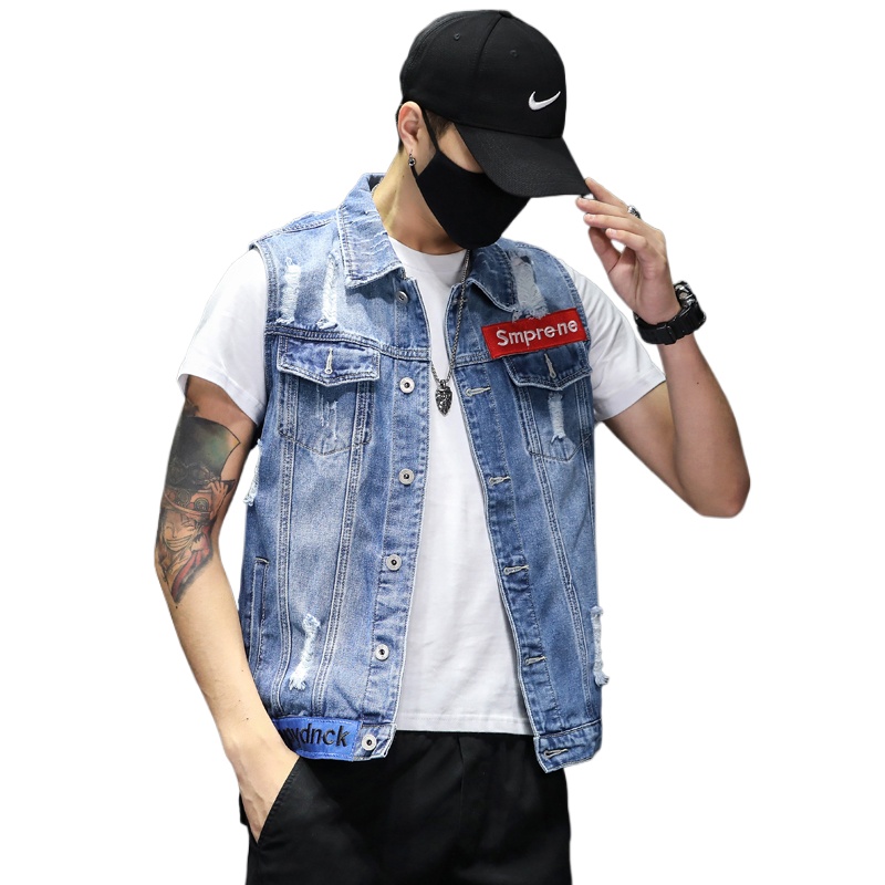 Men'S Fashion Vest With Jeans - Rompi Denim Biru Pria Fashion Baru