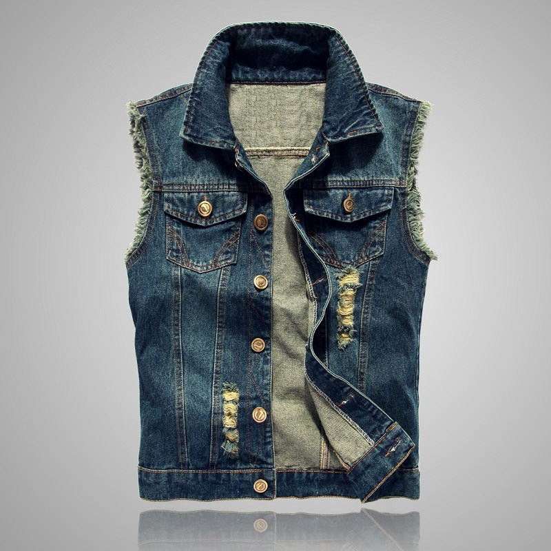 Men'S Fashion Vest With Jeans - Rompi Denim Pria Model Baru Tanpa