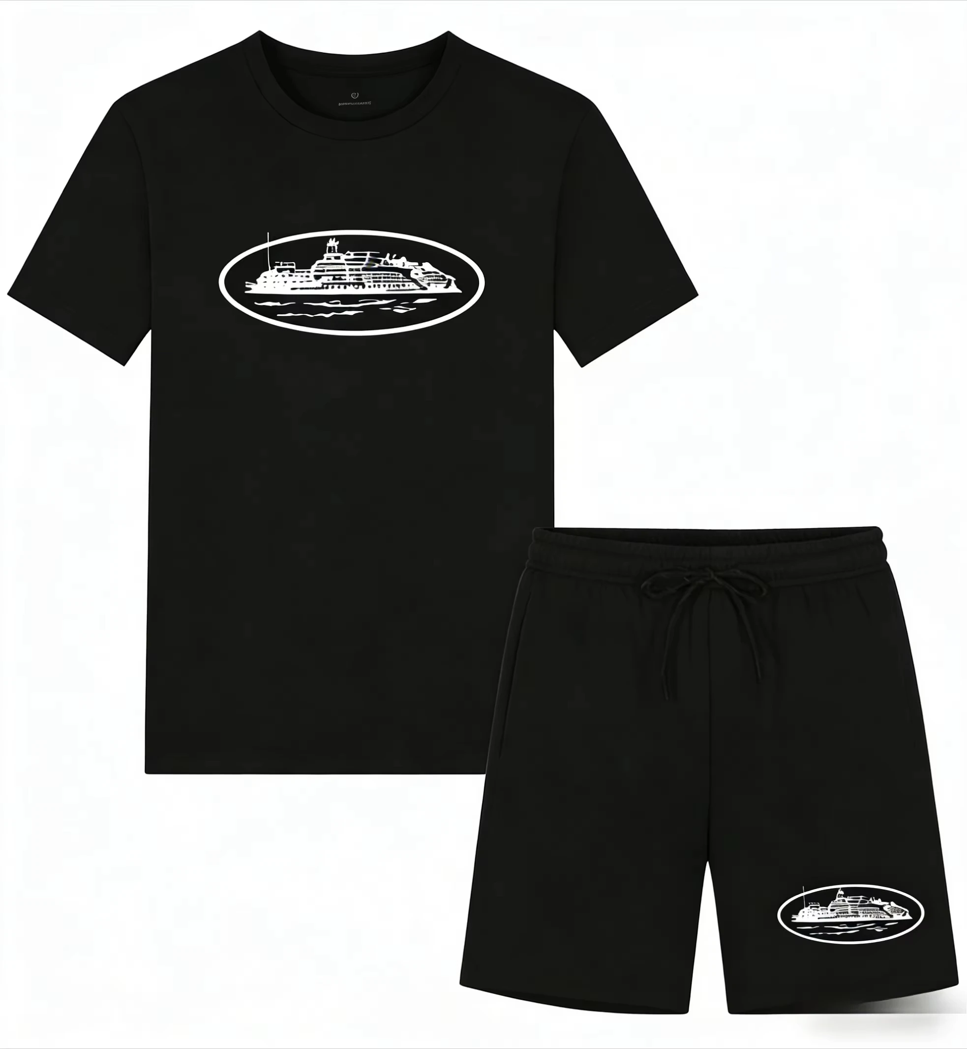 Men'S Fashion Model - Kaos dan Celana Pendek Motif Perahu