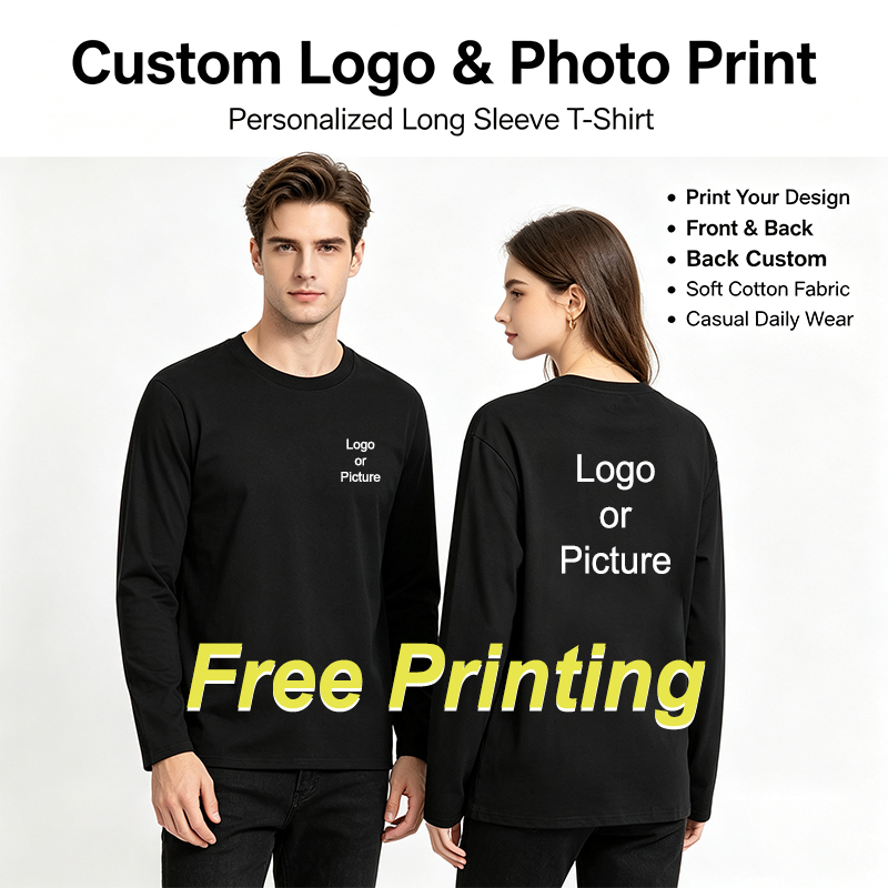 Men'S Fashion - Kaus Lengan Panjang Katun Kustom Kaus