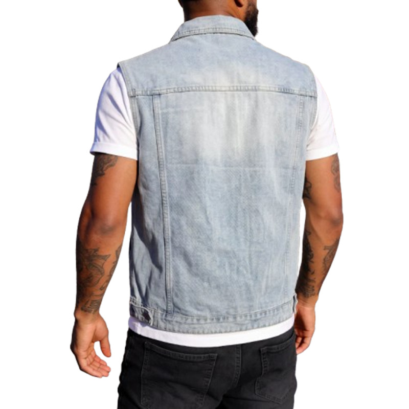 Men'S Fashion Vest With Jeans - Rompi Denim Pria Musim Semi Musim