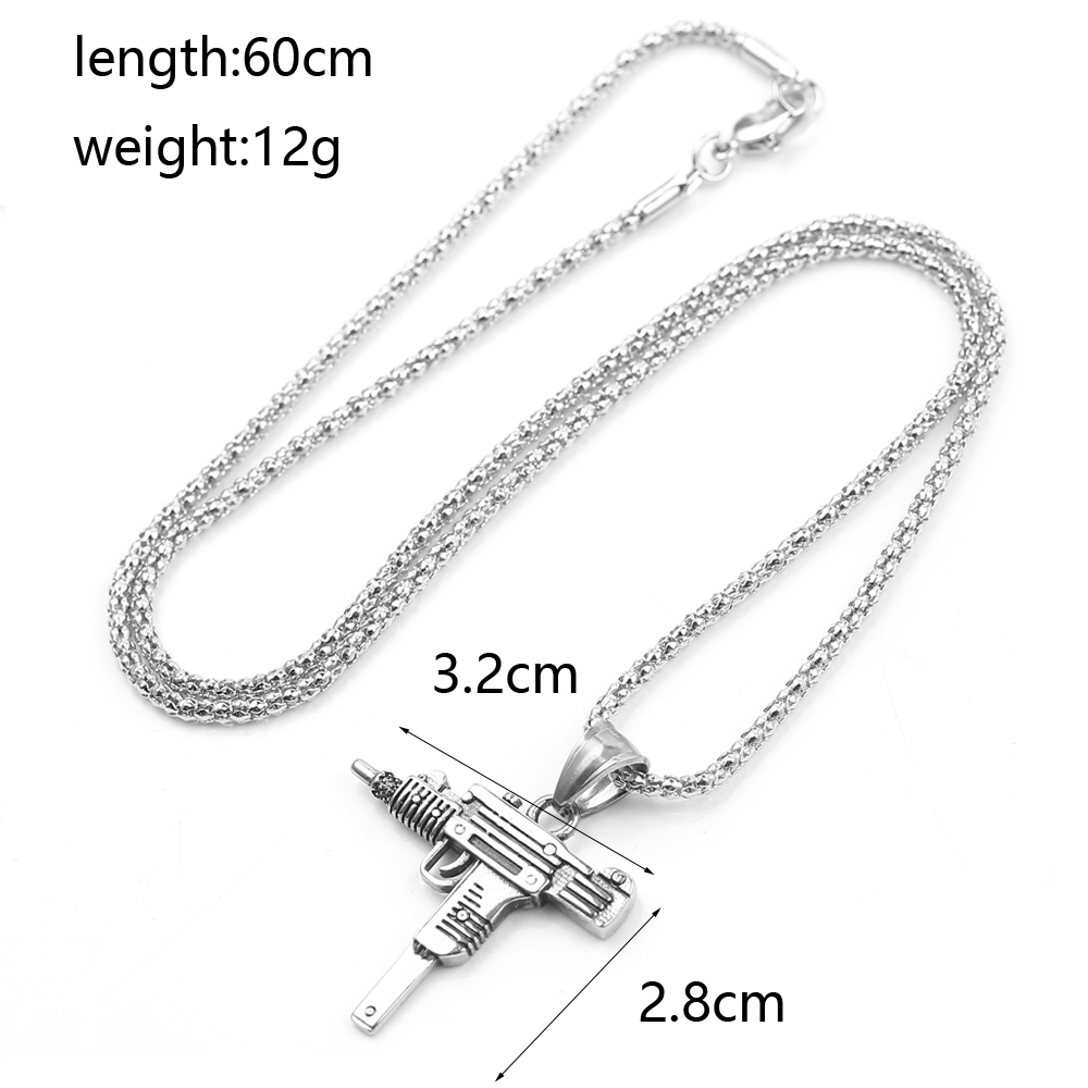 Kalung Liontin Senapan Mesin U - Men'S Fashion Model ulasan dan harga