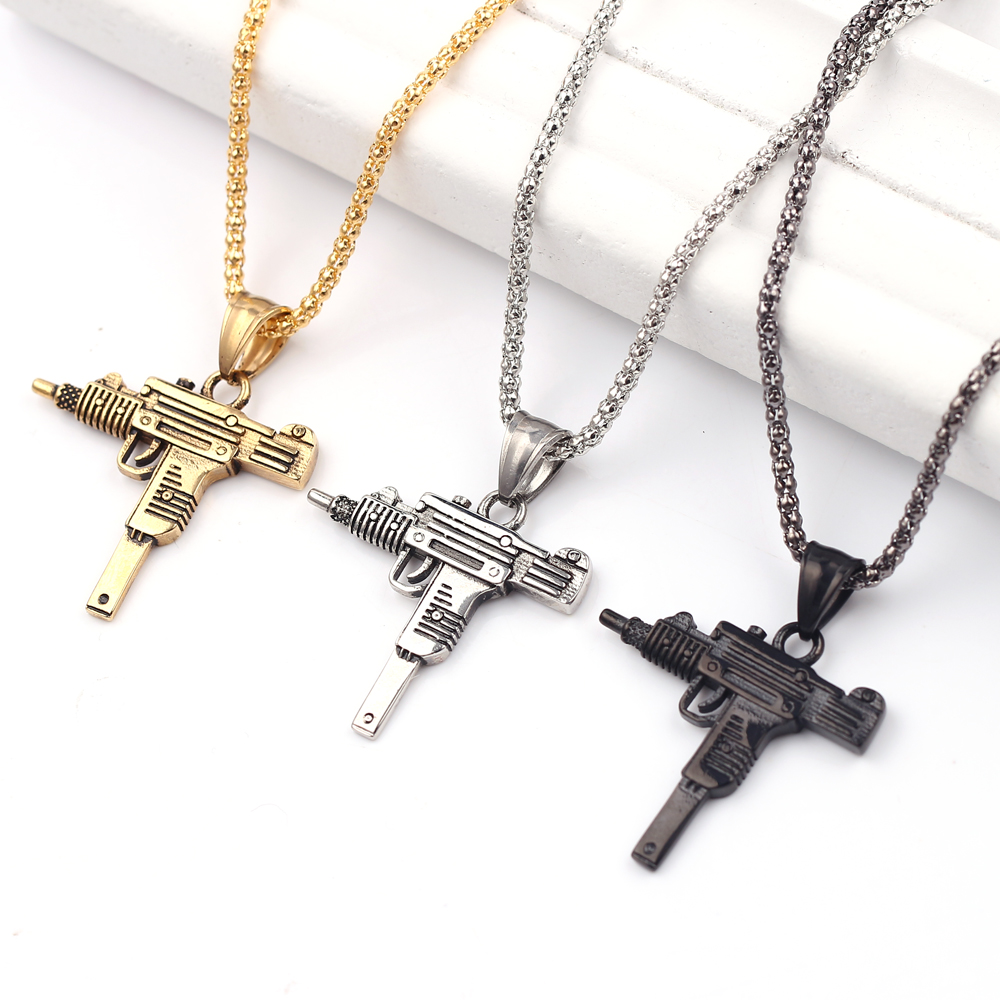 Kalung Liontin Senapan Mesin U - Men'S Fashion Model ulasan dan harga