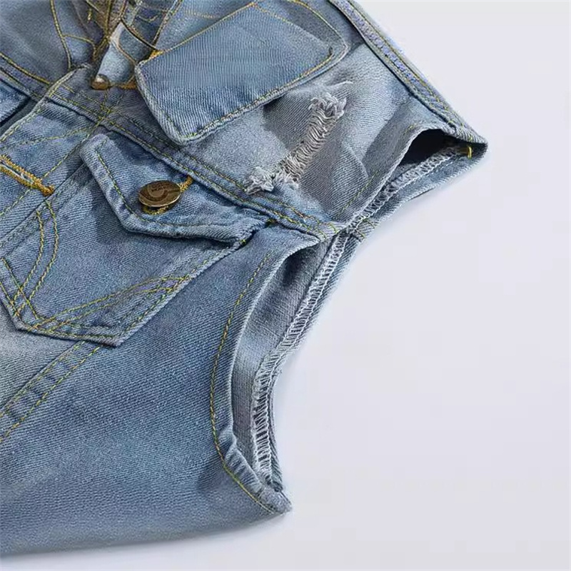 Rompi Denim Sobek Pria Model K - Men'S Fashion Vest With Jeans ulasan dan harga