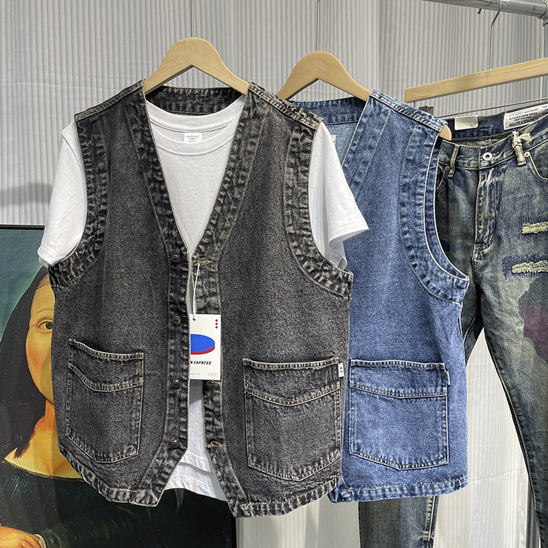 Rompi Denim Kasual Longgar Fas - Men'S Fashion Vest With Jeans ulasan dan harga