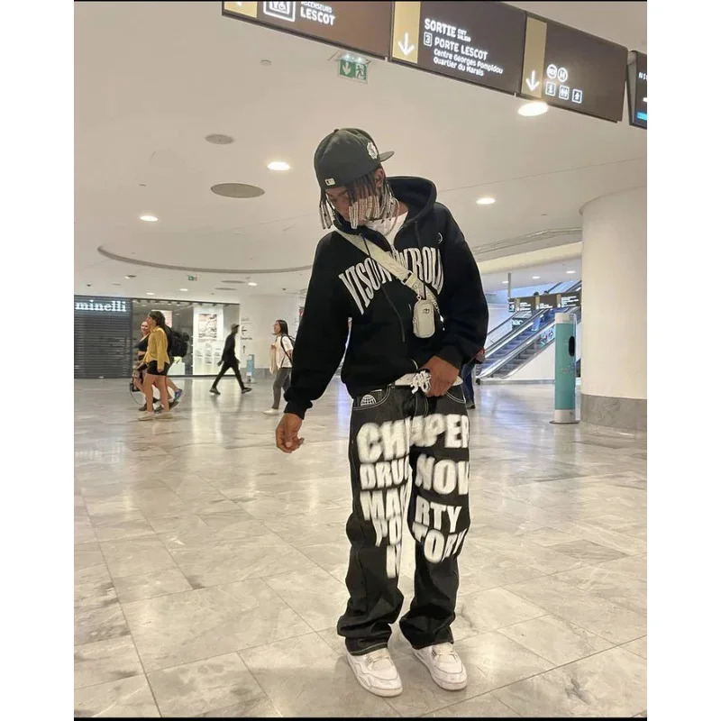 Celana Jeans Y2K Hip Hop denga - Men'S Fashion Vest With Jeans ulasan dan harga