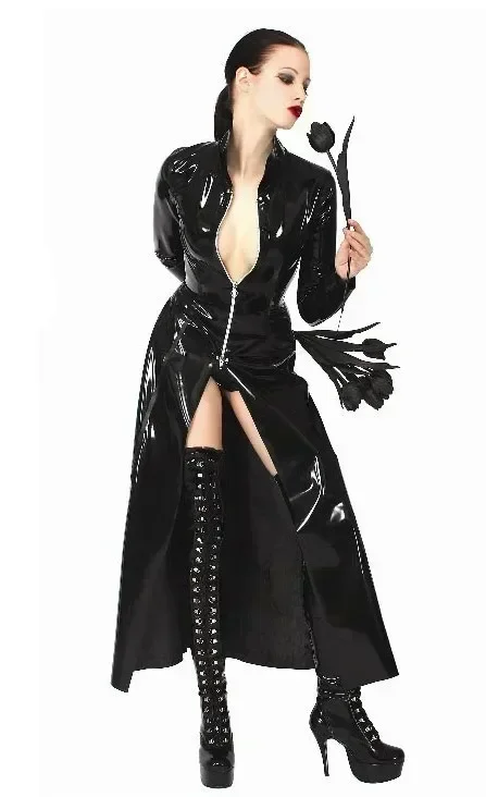 Mantel Kulit PVC Hitam Mengkil - Trench Coat Men ulasan dan harga