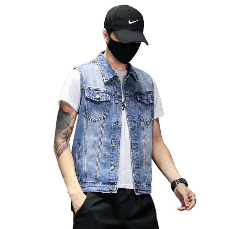 Rompi Denim Biru Pria Fashion  - Men'S Fashion Vest With Jeans ulasan dan harga