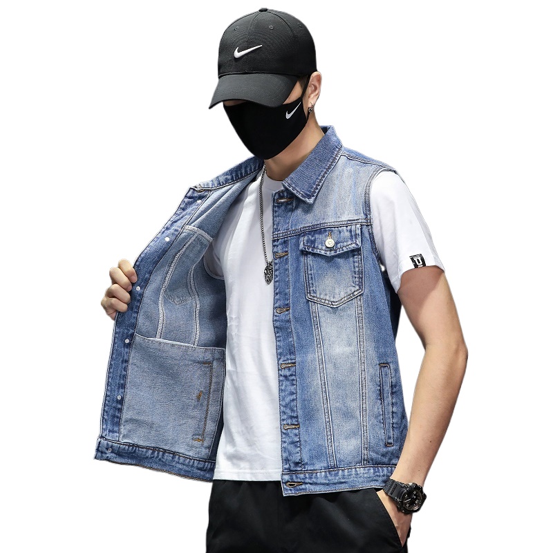 Rompi Denim Biru Pria Fashion  - Men'S Fashion Vest With Jeans ulasan dan harga