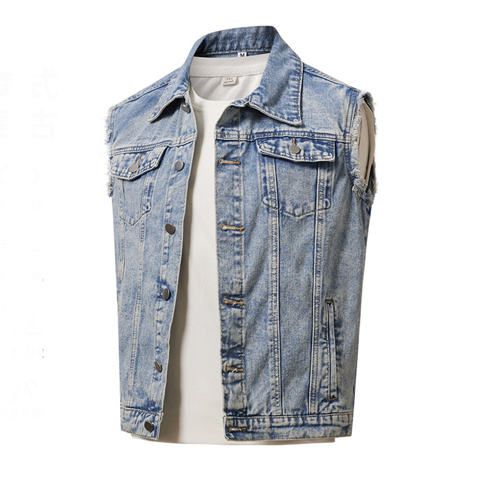 Rompi Denim Pria Musim Semi Gu - Men'S Fashion Vest With Jeans ulasan dan harga
