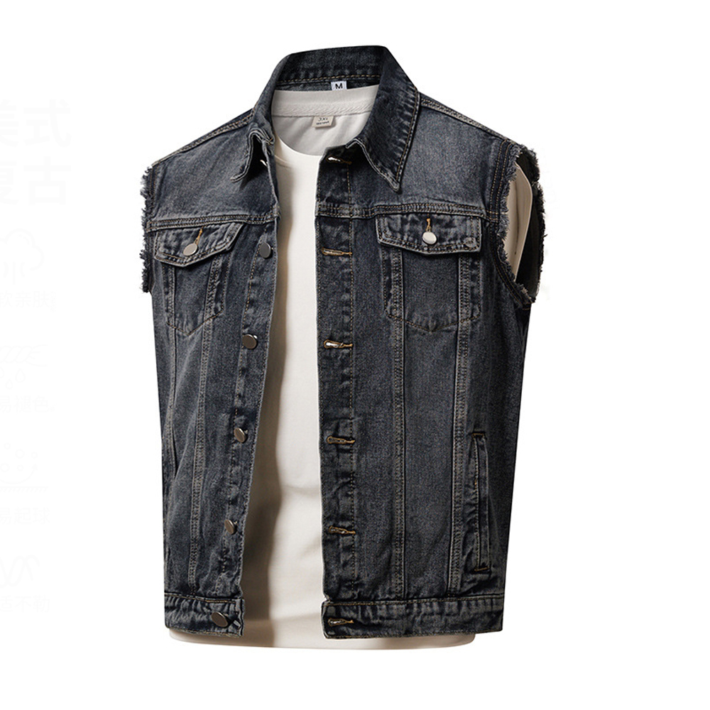 Rompi Denim Pria Musim Semi Gu - Men'S Fashion Vest With Jeans ulasan dan harga