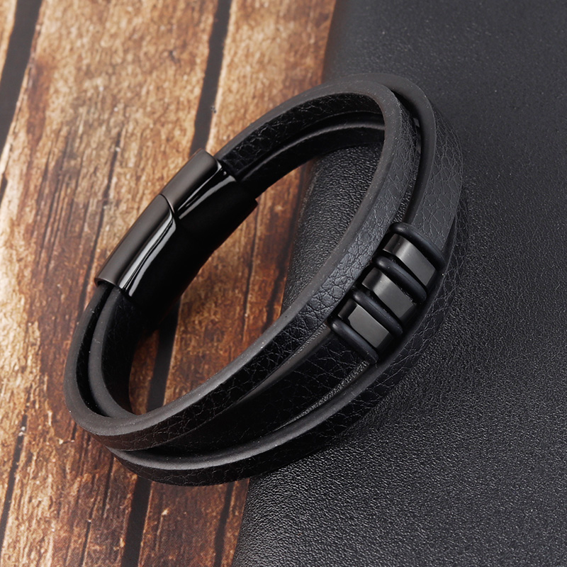 Gelang Kulit Pria Kombinasi Ku - Mens Fashion Combination ulasan dan harga