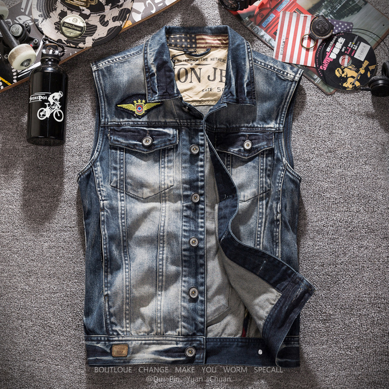Rompi Denim Abu-abu Retro Pria - Men'S Fashion Vest With Jeans ulasan dan harga
