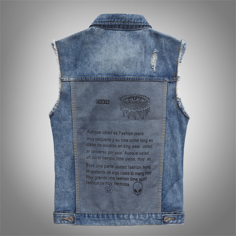 Jaket Rompi Denim Kasual Biru  - Men'S Fashion Vest With Jeans ulasan dan harga